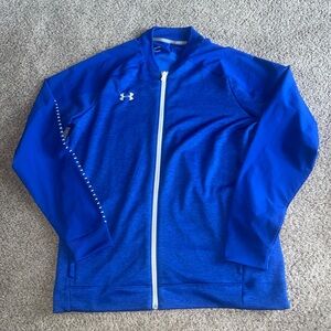 Under Armour Mens Large Cold Gear Qualifier Hybrid Royal Blue Warm-Up Zip Jacket